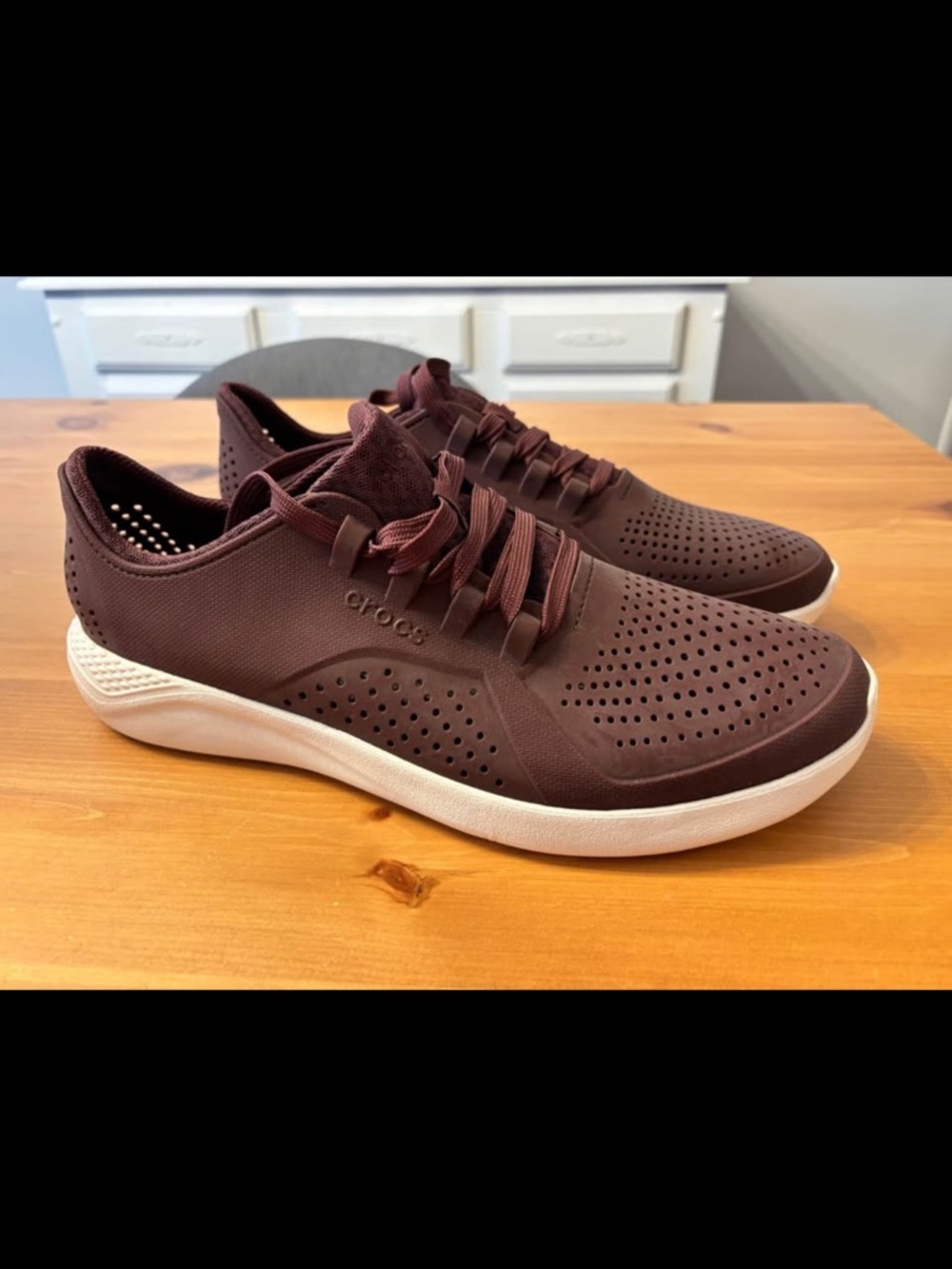 CROCS Men’s LiteRide Perforated Sneaker - Dark Brown with White Sole